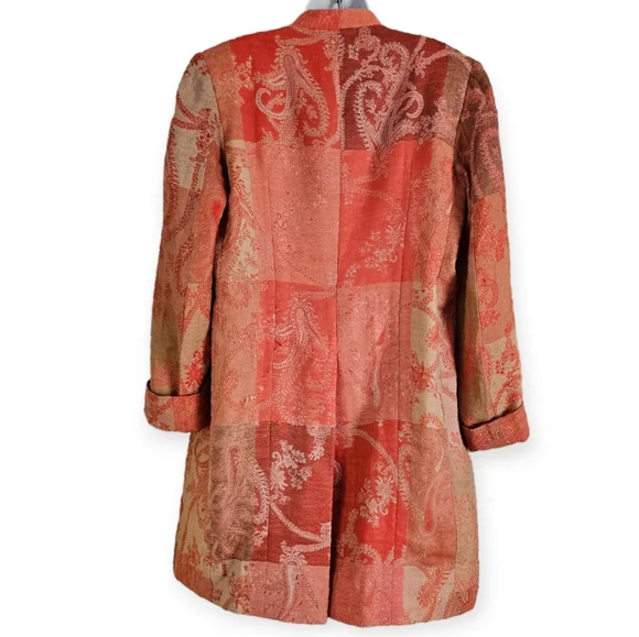 Anthropologie Moksha pink embroidered tapestry long wool jacket coat XLarge - Picture 4 of 9